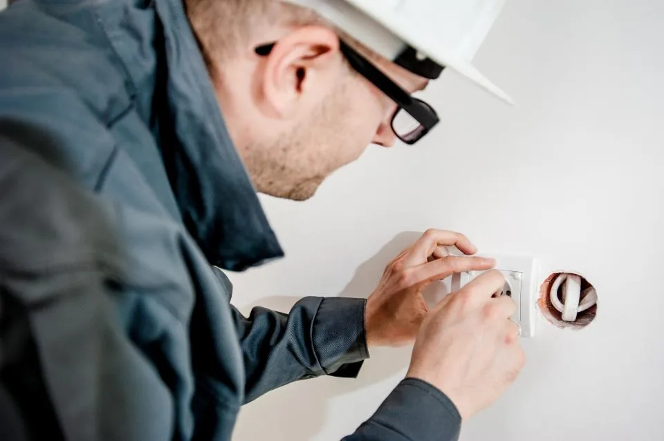Electrician working on an electrical installation